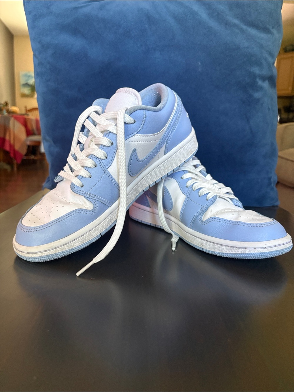 Nike Women’s Low-Top Sneakers in Pastel Blue and White